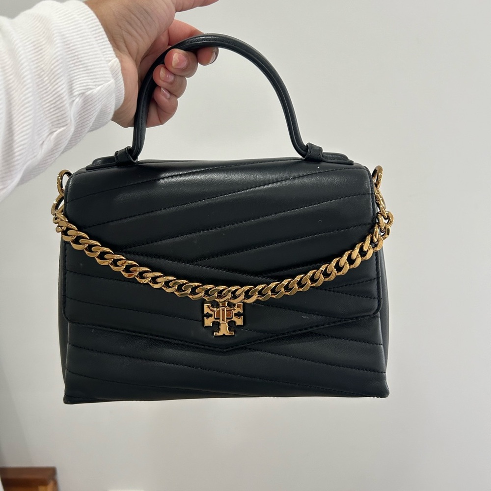 Tory Burch Black Quilted Bag with Gold Chain